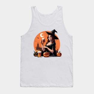 Halloween beer witch girl Tank Top